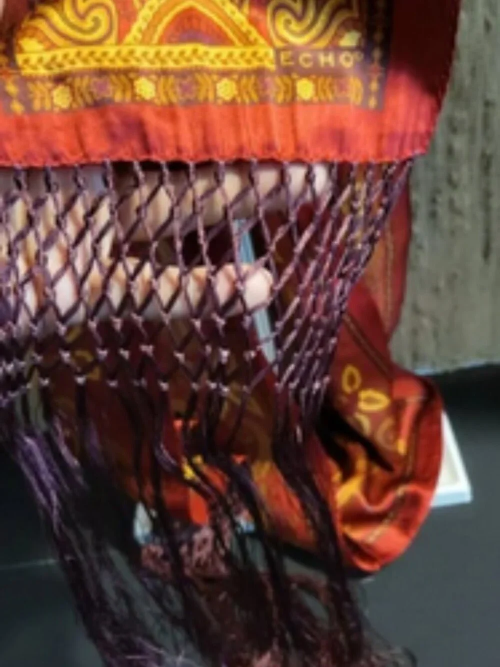 Vintage Echo Silk Tassel Scarf – Rust & Gold Paisley, 80” Bohemian Luxe